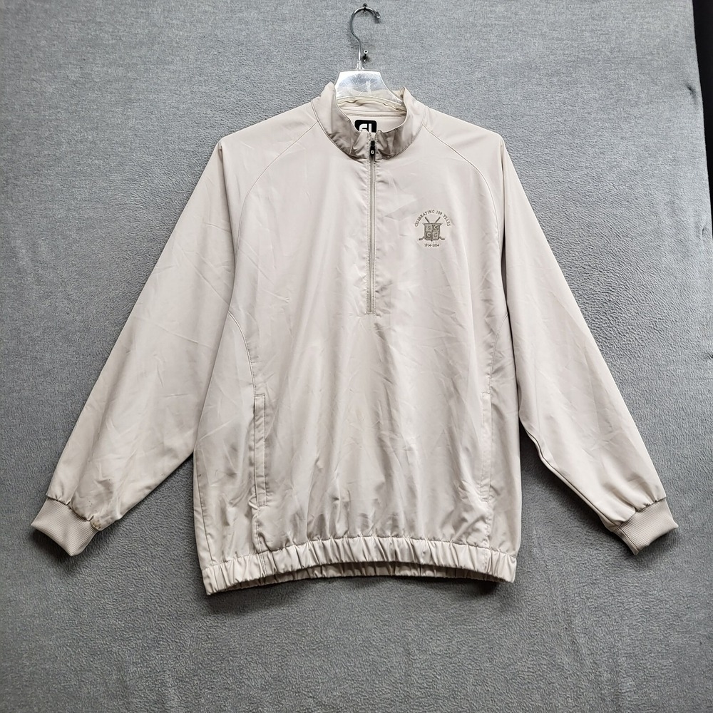 FootJoy Men Jacket Large Beige 1/4 Zip Windbreaker Pullover READ